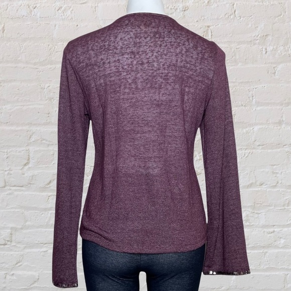 Kyra purple sequin sheer long sleeve top small - Picture 2 of 7